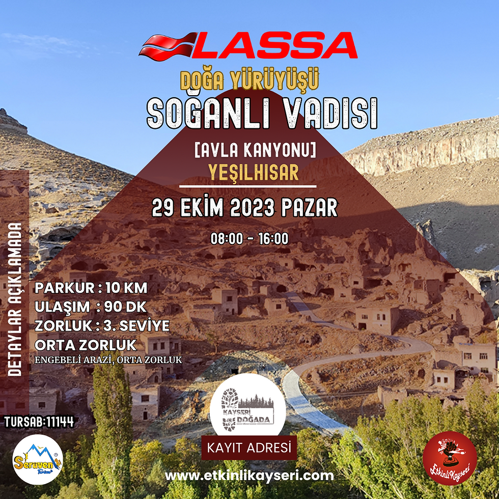 17. YEŞILHISAR - 11. SOĞANLI AVLA KANYONU DOĞA YÜRÜYÜŞÜ
