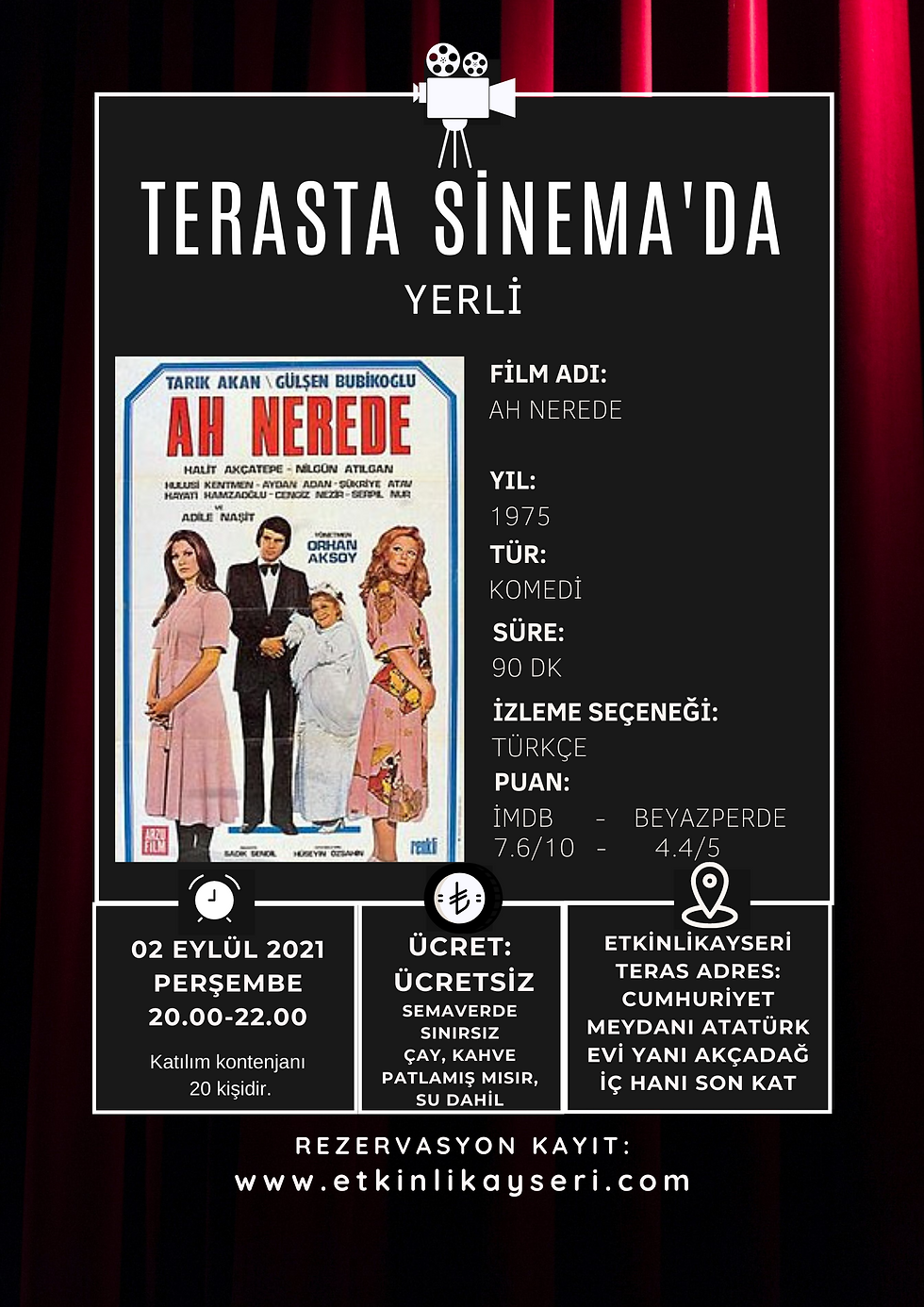 TERAS SİNEMASI- PERŞEMBE - FİLM: AH NEREDE