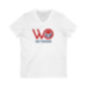 The WO Network Logo: Unisex Jersey Short Sleeve V-Neck Tee