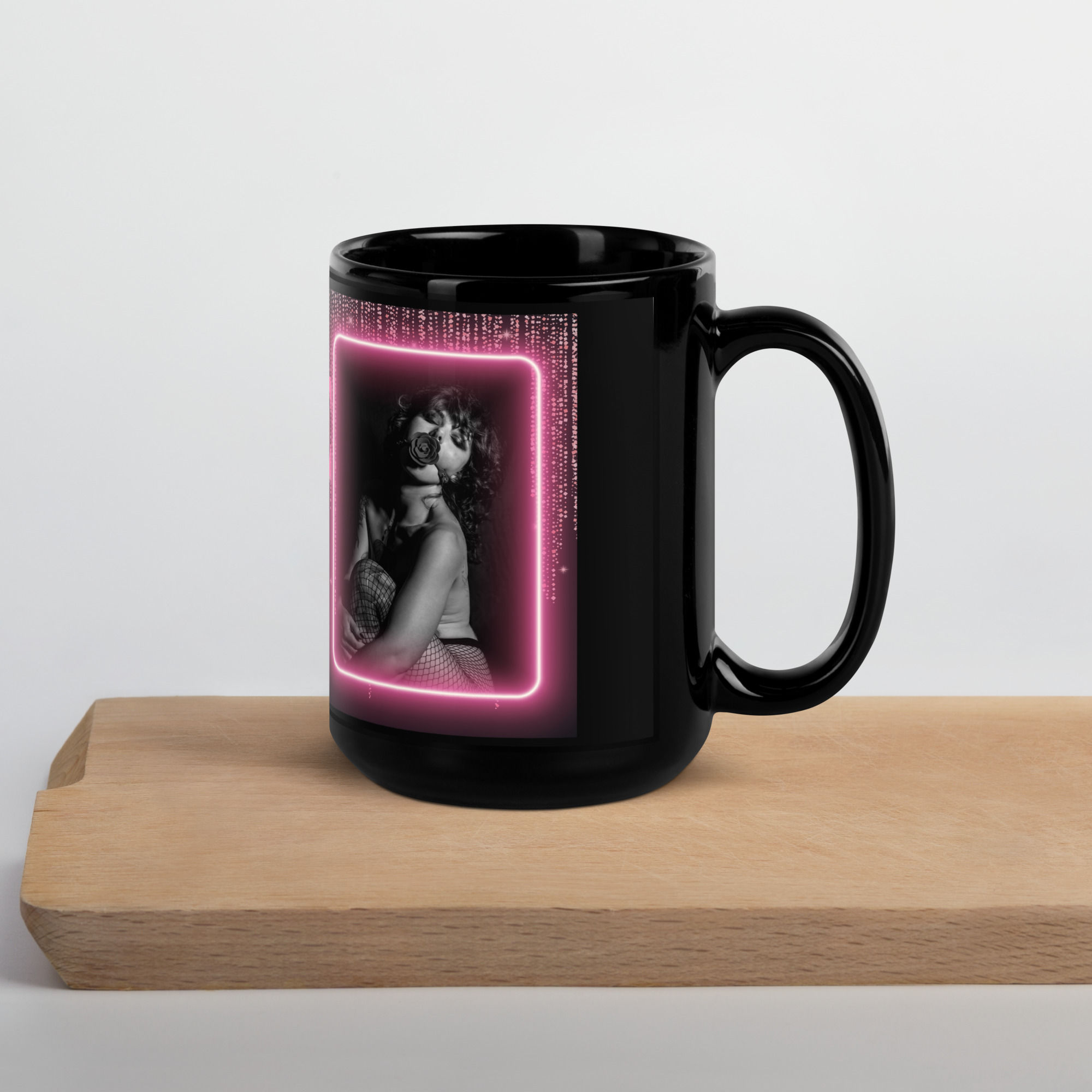 Penelope Rose Black Glossy Mug