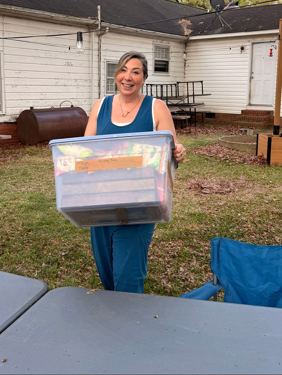 Jesi, setting up for our community events. She truly is the brains behind all things at the farm!