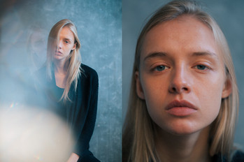 Porträtfotografie eines weiblichen Model im Studio mit natürlichem Licht 