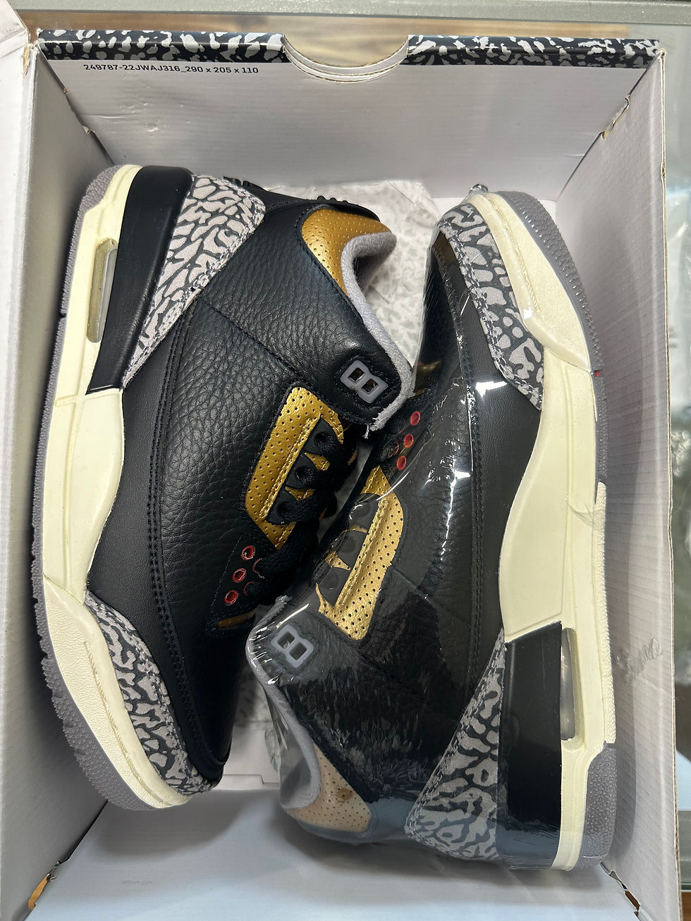 Thumbnail: Jordan 3 “Black Cement Gold” sz 5 Pre-Owned 