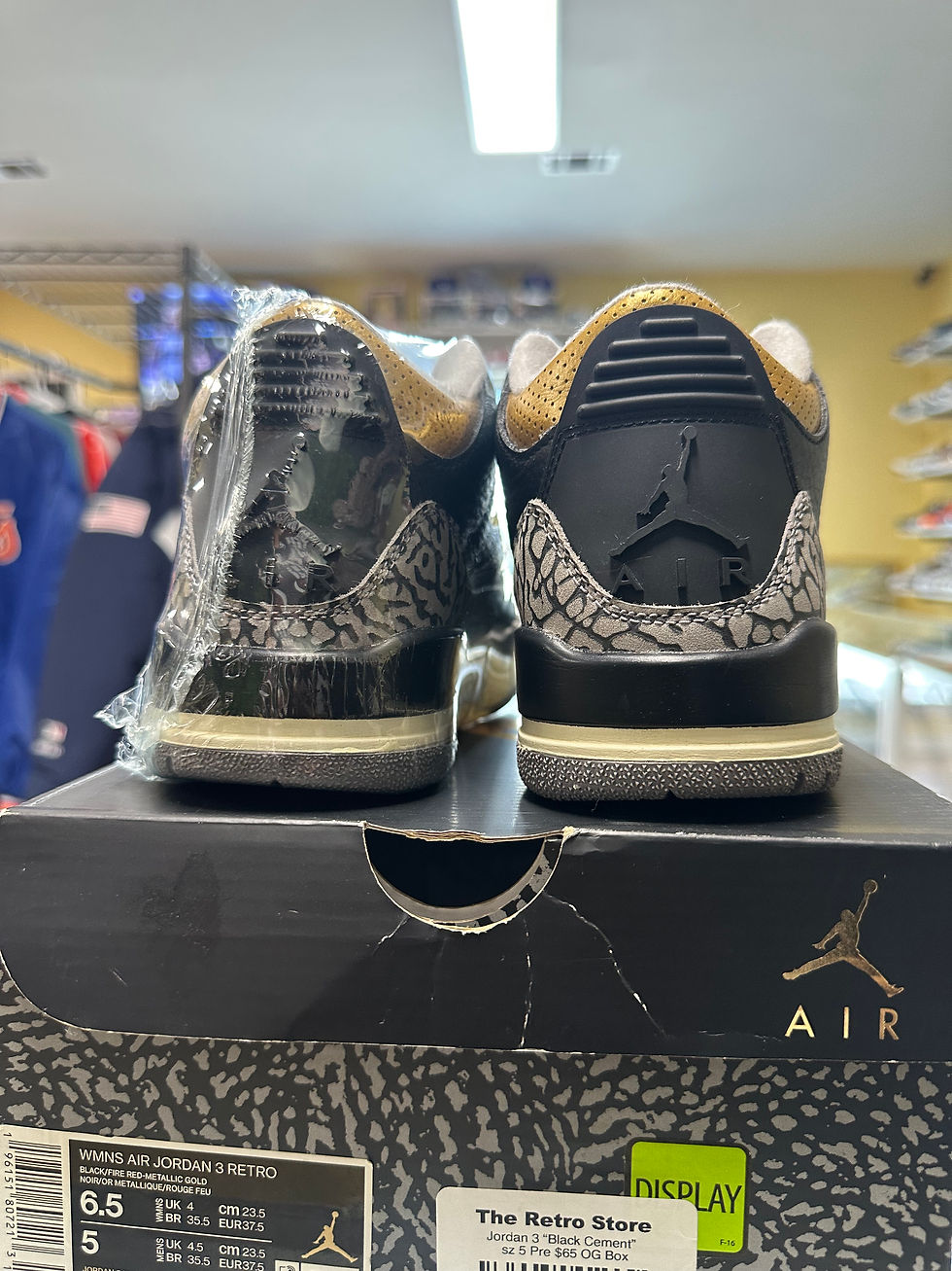 Thumbnail: Jordan 3 “Black Cement Gold” sz 5 Pre-Owned 
