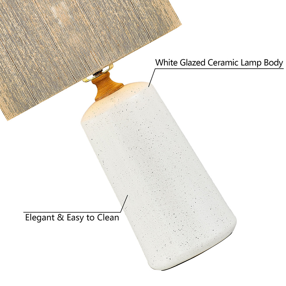 Thumbnail: 24" White Ceramic Dimmable Natural Table Lamp For Living Room/bedroom