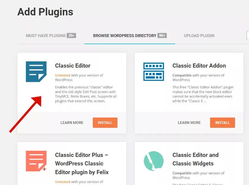 Wordpress Classic Editor