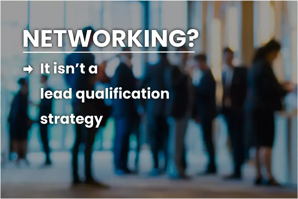 Networking? It isn't a lead generation strategy
