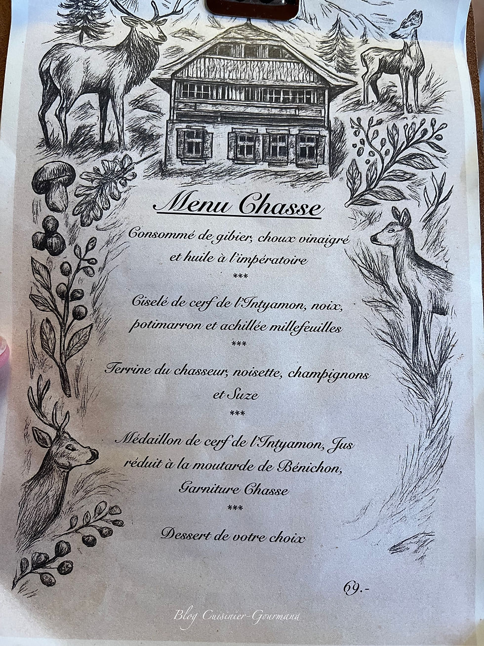 Le fameux menu chasse.