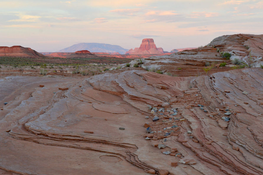 sunset vista of sandstone at Lake Powel, Arizona