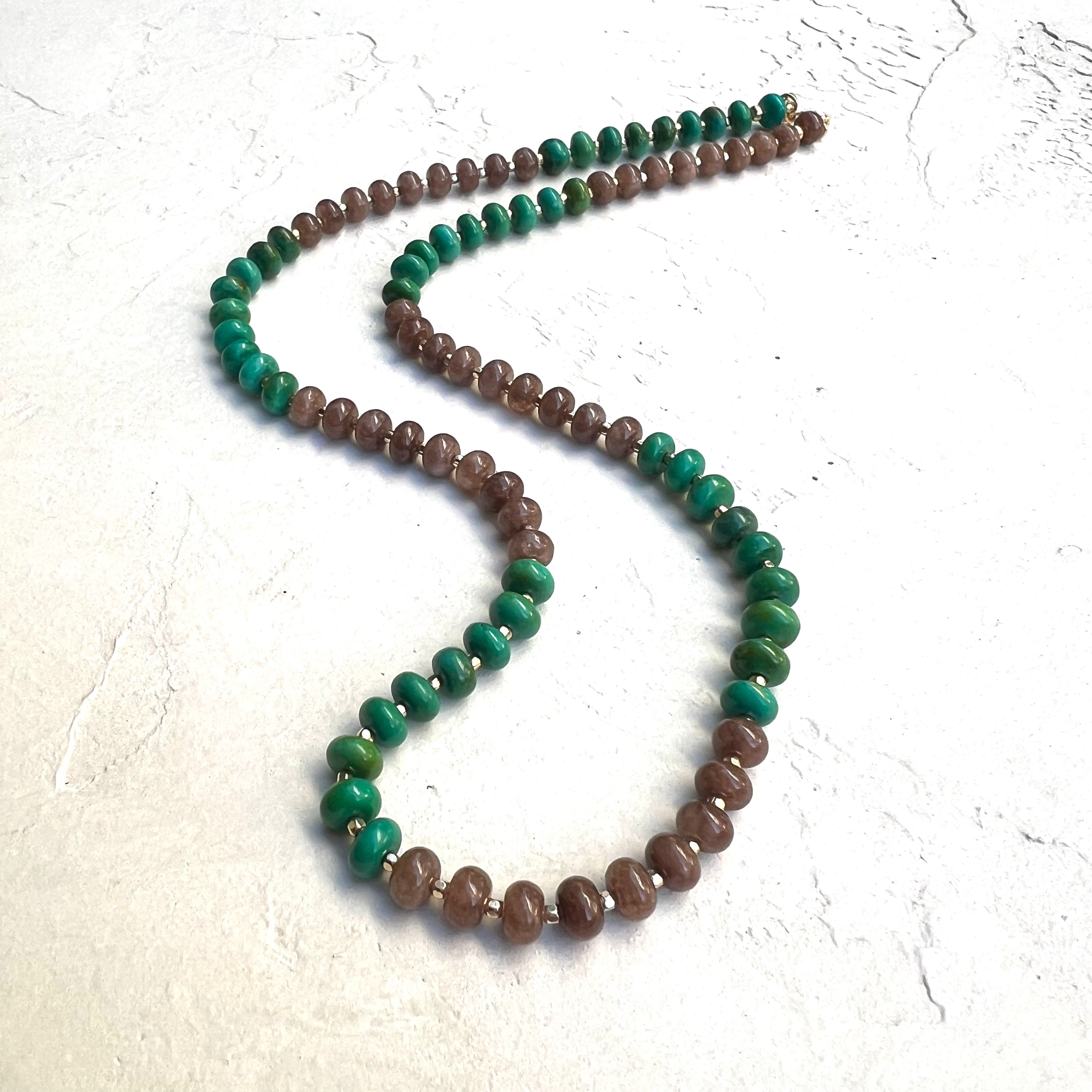 Color Blocked Chocolate Jade & Magnesite Necklace