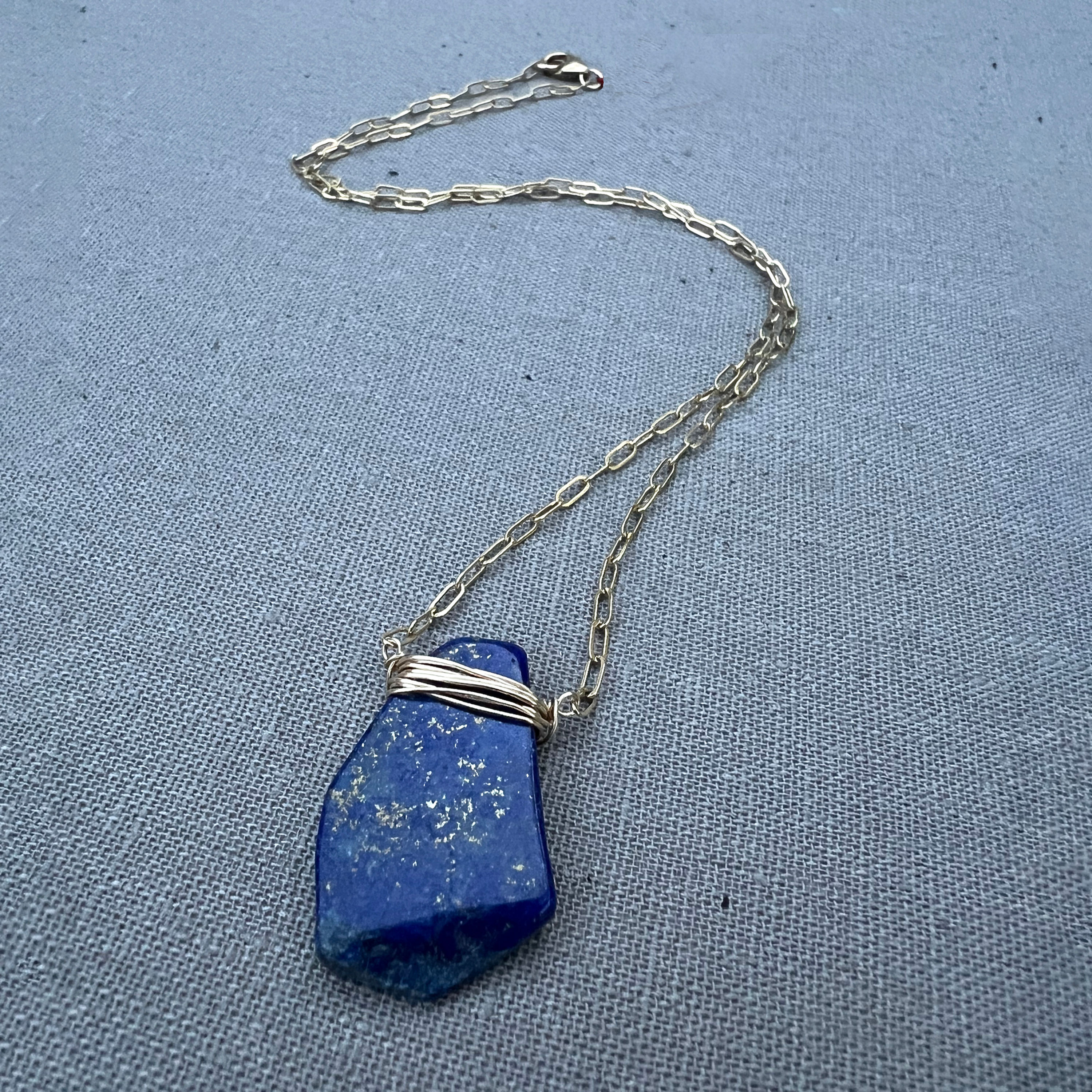 Lapis Paperclip Chain Necklace