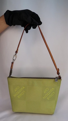 Limited Edition Louis Vuitton Cup Lime Green Damier Pochette | Vinty