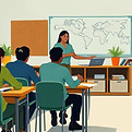 create an image that has a classroom wit