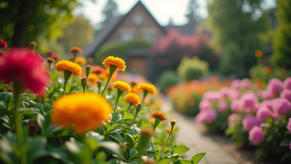 Eye-level view of a well-maintained garden with colorful flowers