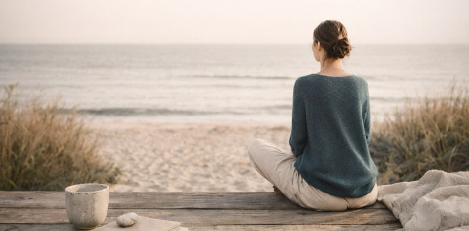 Frau am Meer – natürliche Gesundheit und ätherische Öle, Nahrungsergänzung mit Naturaya