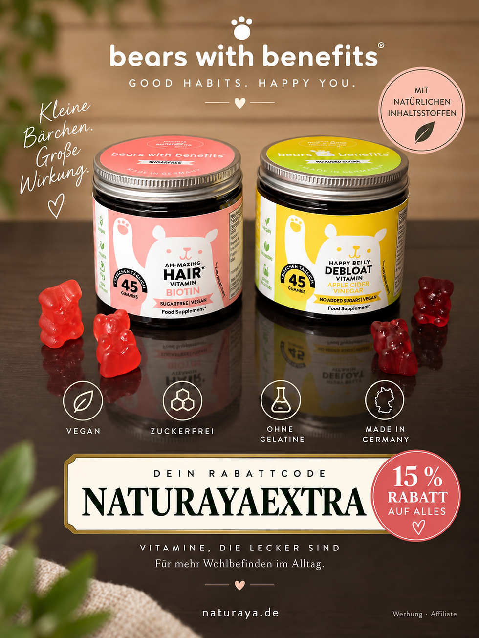 Bears with Benefits Rabattcode NATURAYAEXTRA für 15 Prozent Rabatt