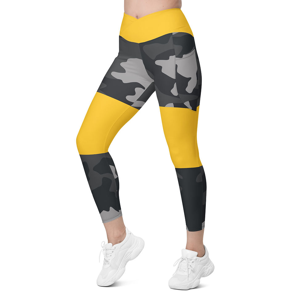 Thumbnail: Yellow Camo || Crossover leggings with pockets