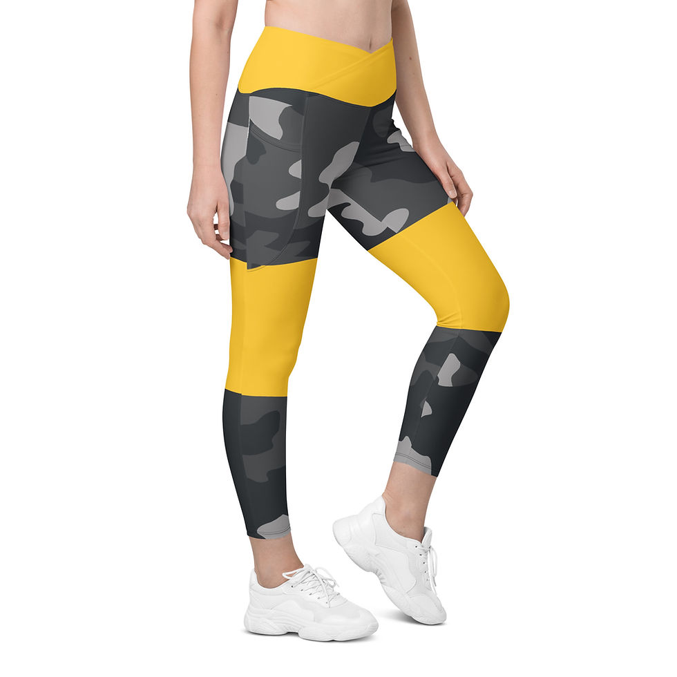 Thumbnail: Yellow Camo || Crossover leggings with pockets