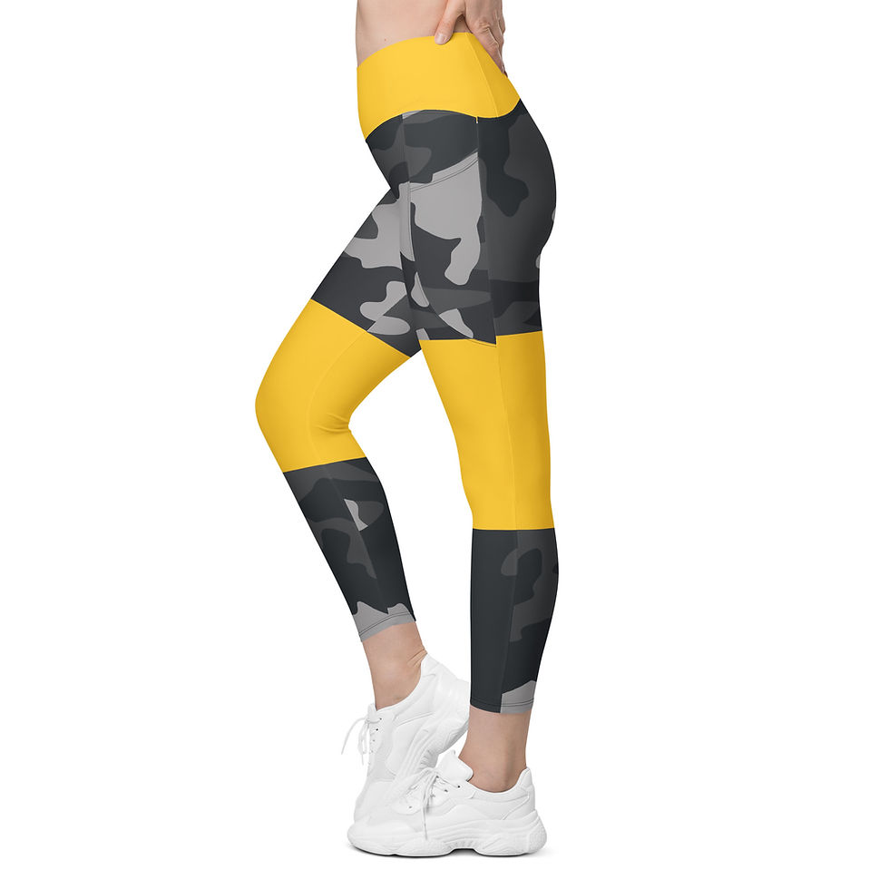 Thumbnail: Yellow Camo || Crossover leggings with pockets