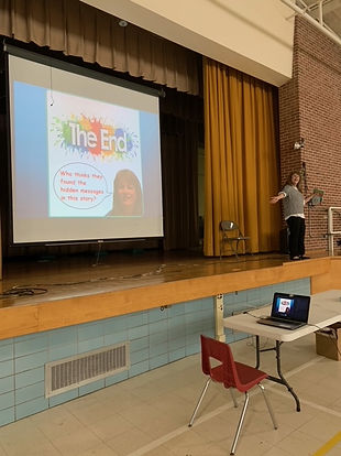 Author Cheryl Taragin reads "That's Ridiculous, Said Nicholas" to students of Johnnycake Elementary School