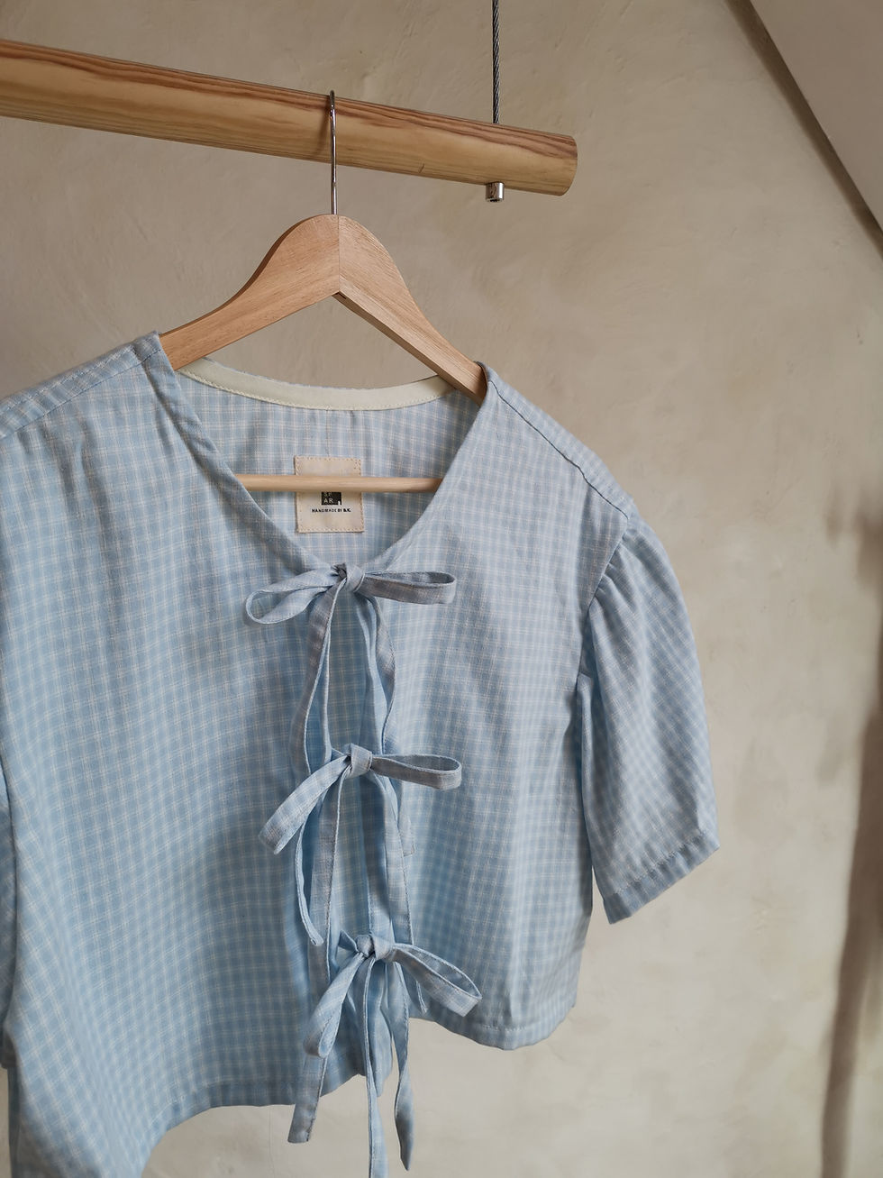 Thumbnail: Freya Top in Blue Brushed Cotton Check