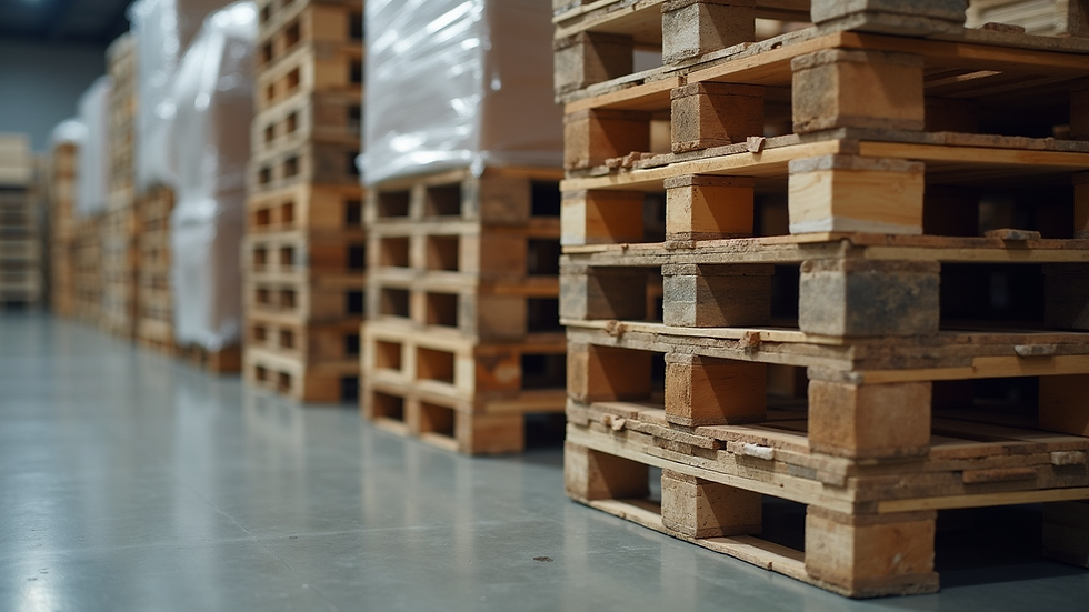 Close-up view of stacked innovative pallets ready for shipment