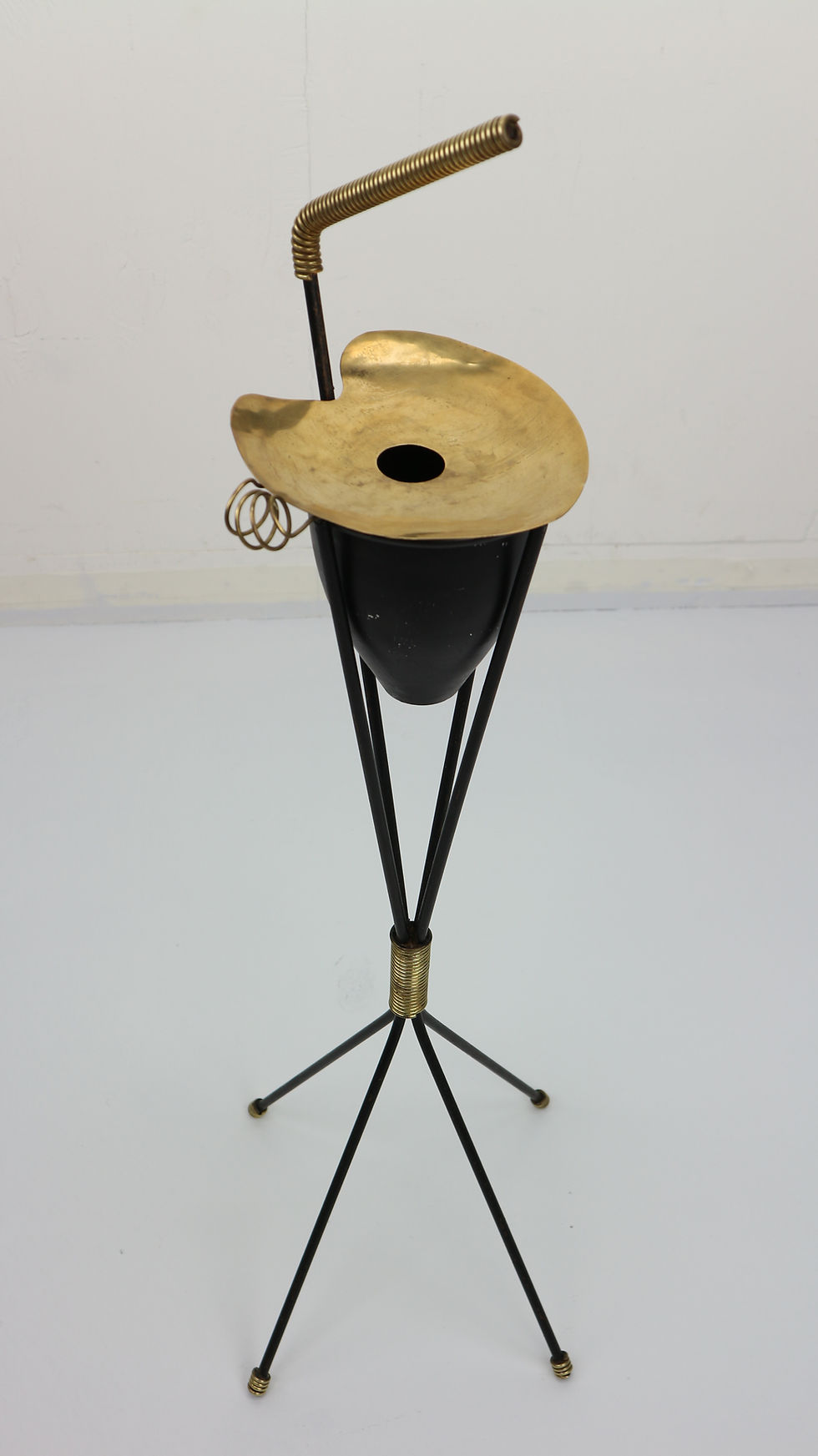 Thumbnail: French Modernist Standing Tripod Brass Ashtray , 1950s