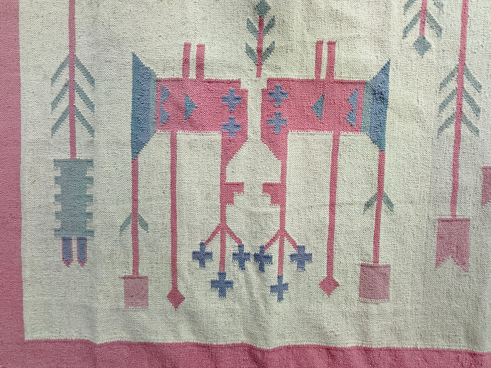 Thumbnail: Vintage Kilim Rug, Wool and Cotton, Folk Art Style, Poland, 1970s