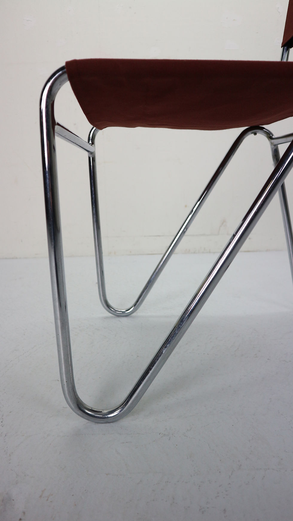 Thumbnail: W.H. Gispen for Gispen, Diagonal Industrial Chair 102, Red Canvas, 1930s