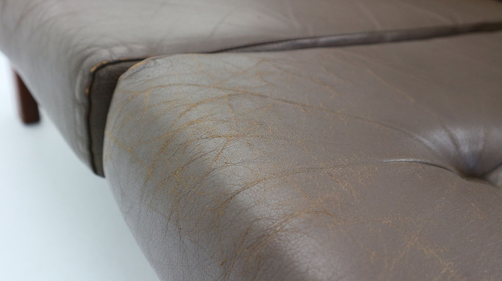 Thumbnail: Scandinavian Mid Century Two Seater Leather Sofa & Rosewood, 1970's
