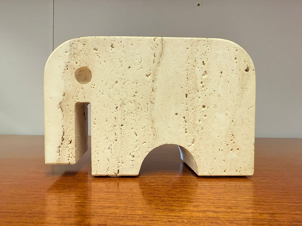 Thumbnail: 2x Elephant Sculpture Travertine Bookends by Enzo Mari, Italy, 1970s