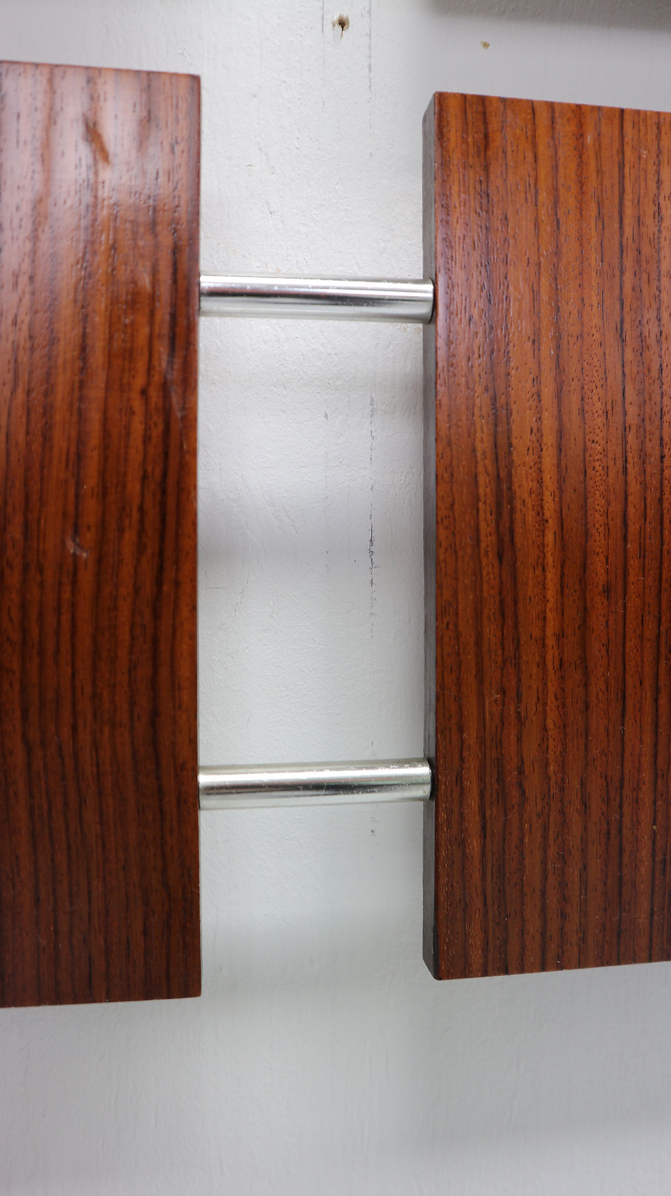 Thumbnail: Vintage Modern Design Rosewood and Chrome Wall Mounted Coat, Hat Rack, 1960s