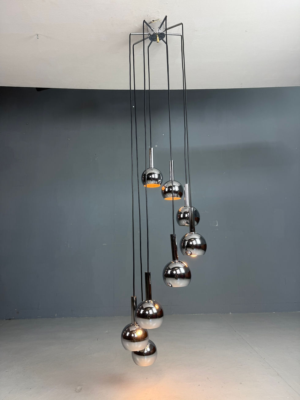 Thumbnail: Wortmann & Filz cascade chandelier chroom, space age 1970s