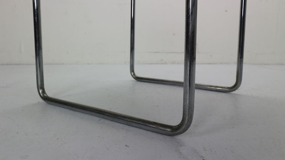 Thumbnail: Rare Dutch Design Rattan and Chrome Footstool by W.H. Gispen, 1933-1936