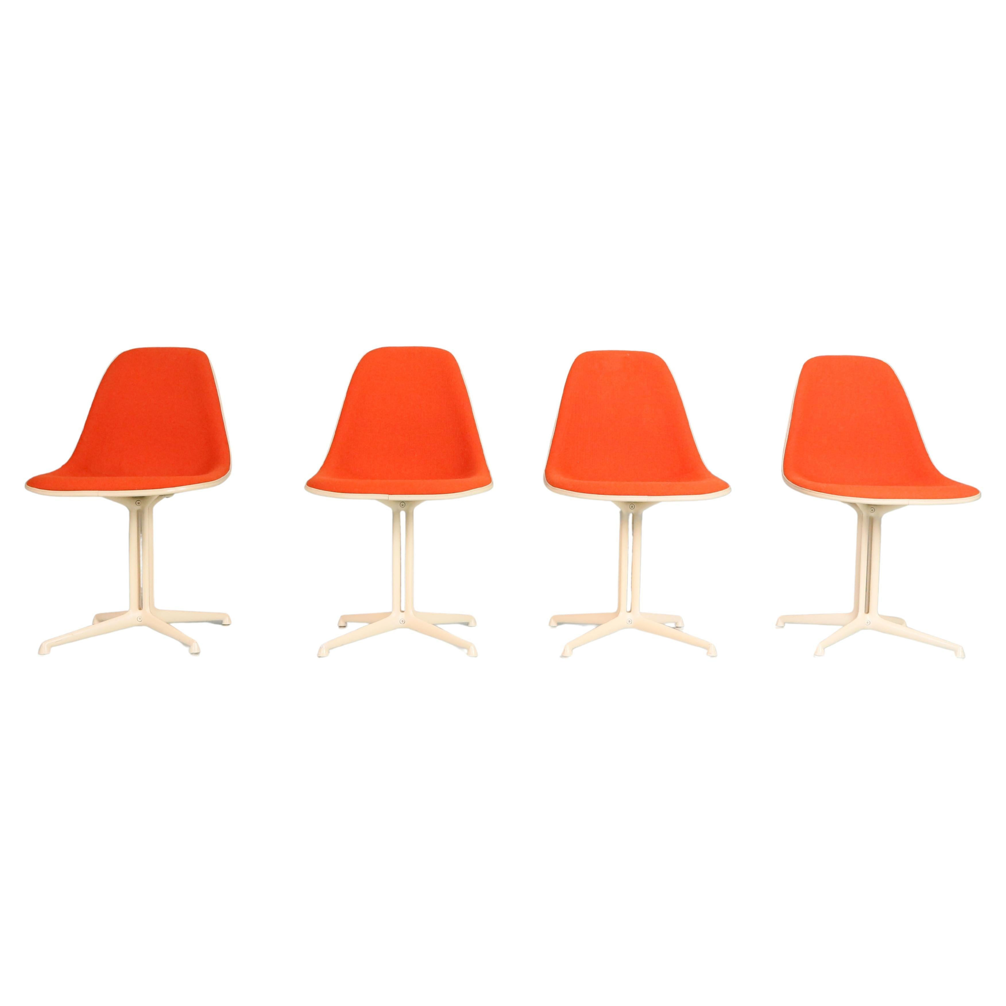Charles & Ray Eames Set of 4 Orange "La Fonda" Chairs for Herman Miller, 1960