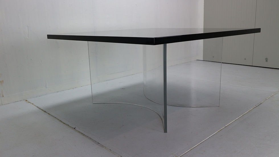 Thumbnail: "Acerbis International" Black Square Floating Dinning Table, 1970s, Italy