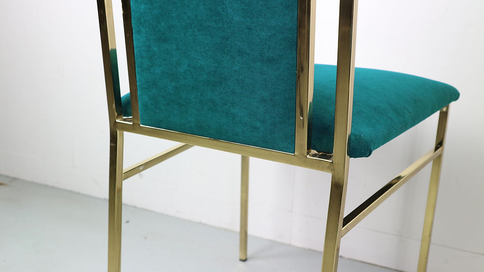 Thumbnail: Brass and Velvet Dinning Chairs, Italy, 1970s