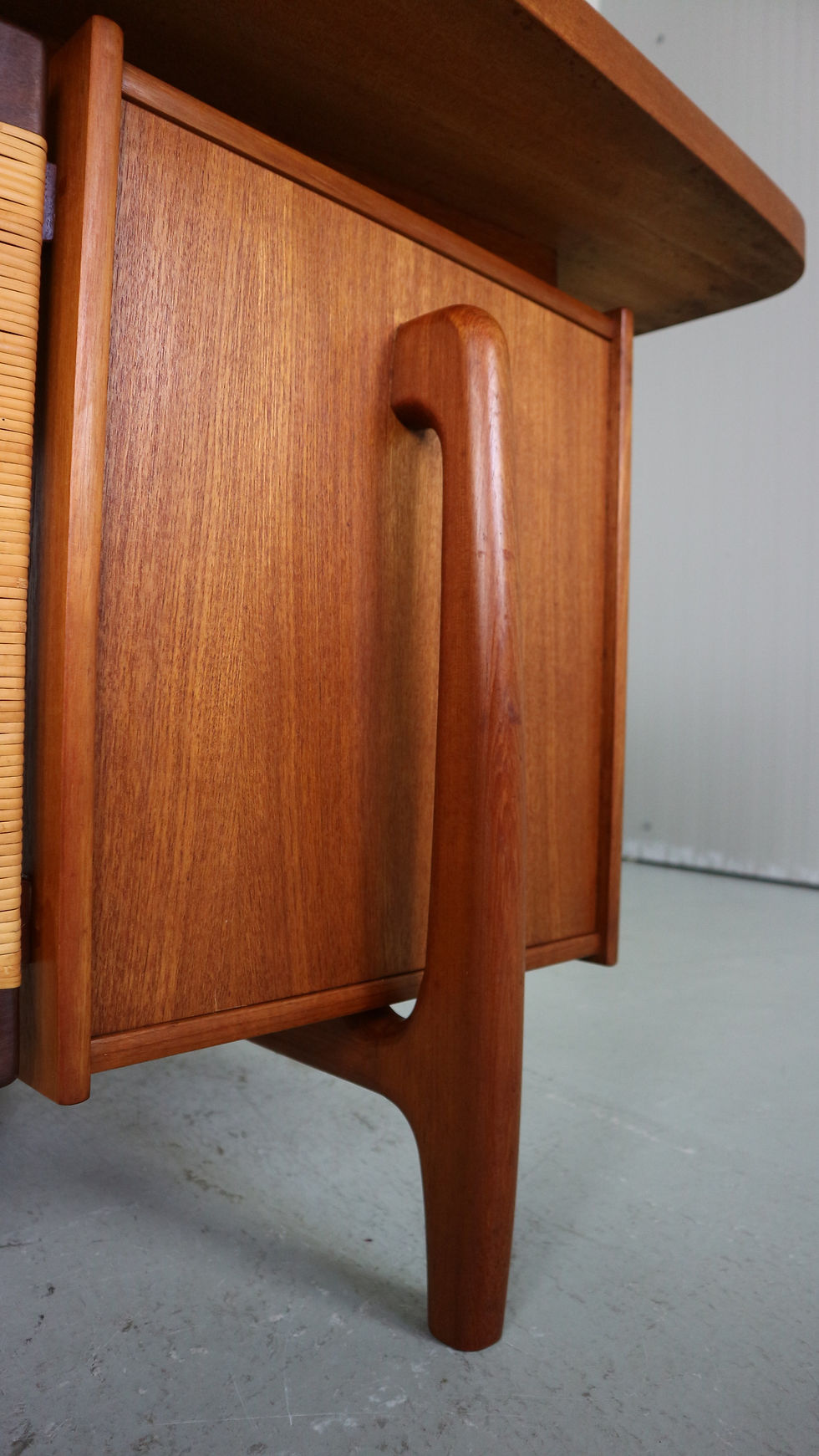 Thumbnail: Mid-Century Modern Teak& Wicker Boomerang Desk, 1960 Denmark