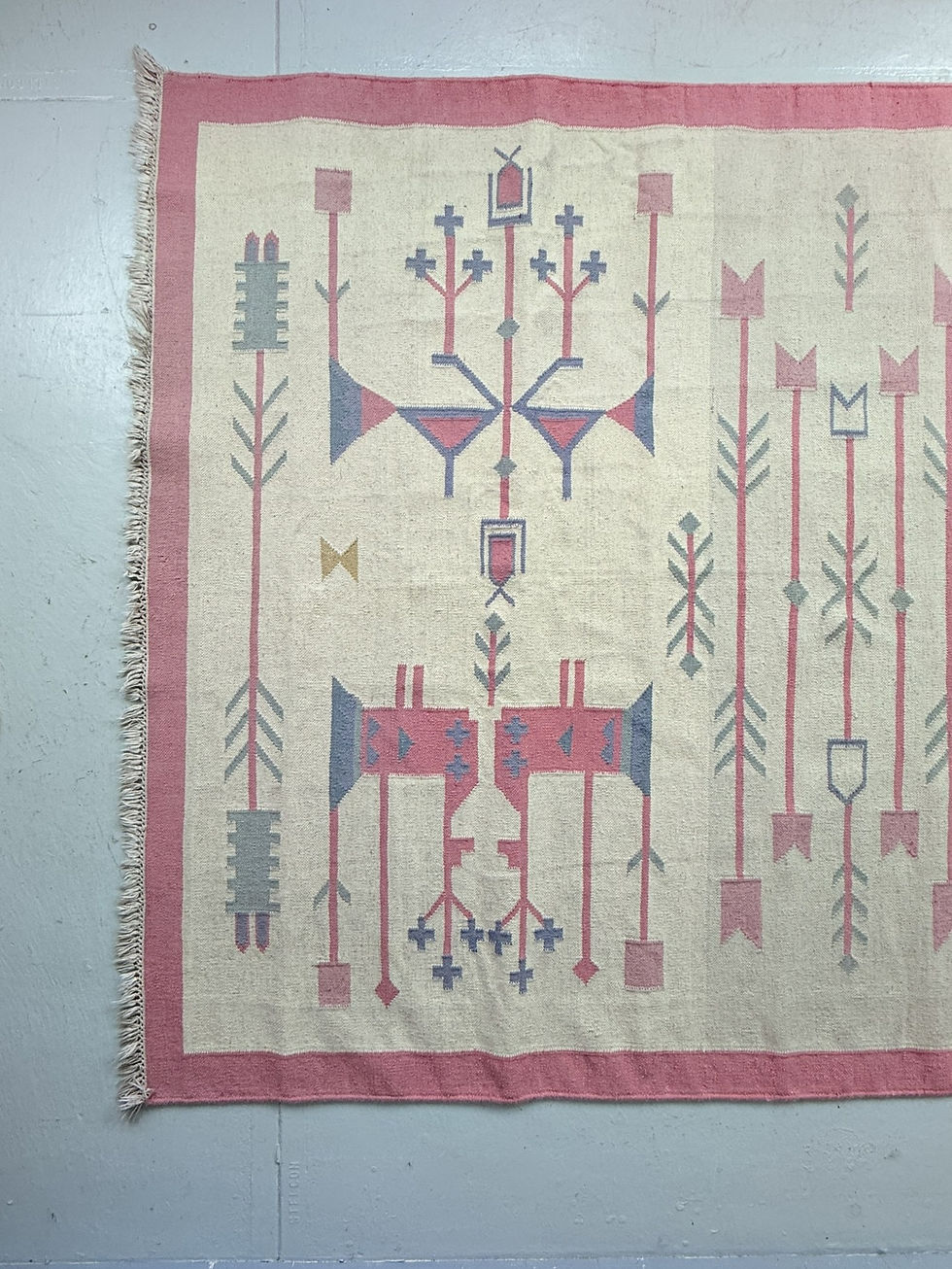 Thumbnail: Vintage Kilim Rug, Wool and Cotton, Folk Art Style, Poland, 1970s
