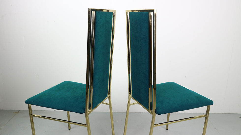 Thumbnail: Brass and Velvet Dinning Chairs, Italy, 1970s