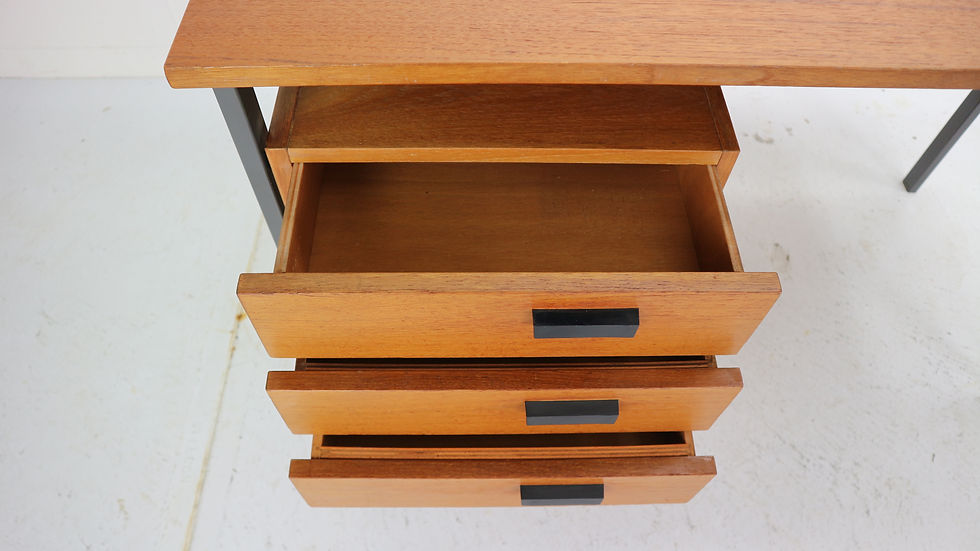 Thumbnail: Vintage Design Teak & Metal Frame Desk, Writing Table, 1960s Netherlands