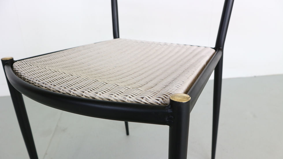 Thumbnail: Set of Four Gio Ponti Superleggera Style Metal Dining Chairs, 1950s