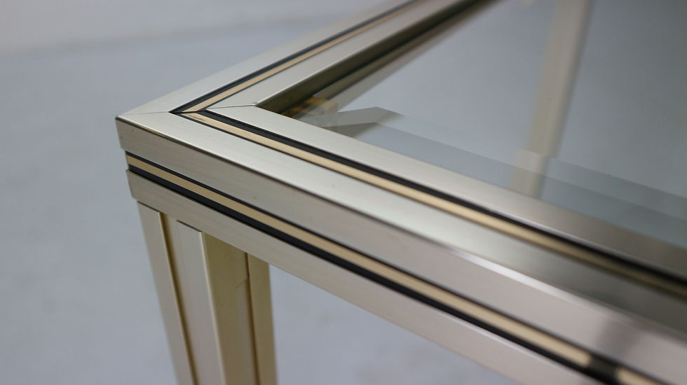 Thumbnail: Pierre Vandel Painted Brass and Glass Side Table, 1970s, Paris