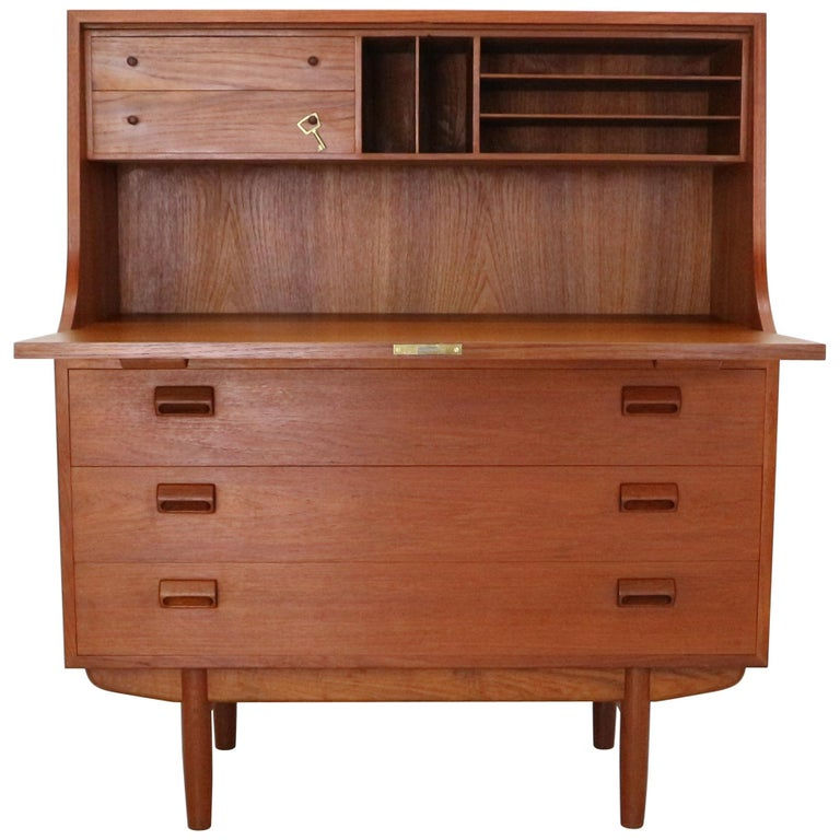 Mid-Century Modern Teak Danish Secretary By Børge Mogensen for Søborg, 1960s