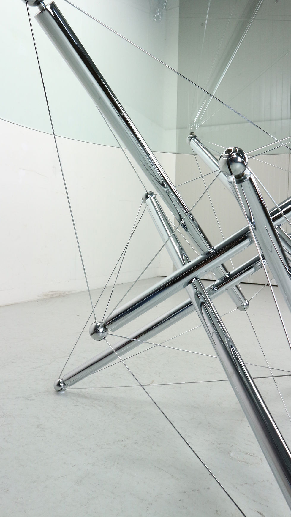 Thumbnail: Theodore Waddell for Cassina 714 Tensegrity Chromed Steel Dining Table, 1980s