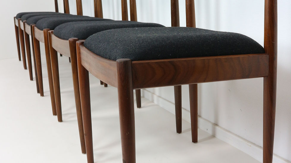 Thumbnail: Black Wool and Teak Dining Chairs from Lübke, 1960s, Set of Six