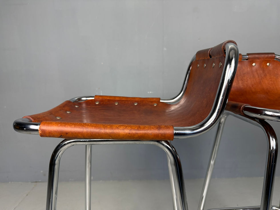 Thumbnail: 2x Leather Bar Stool for Les Arc Ski Resort, Selected by Charlotte Perriand