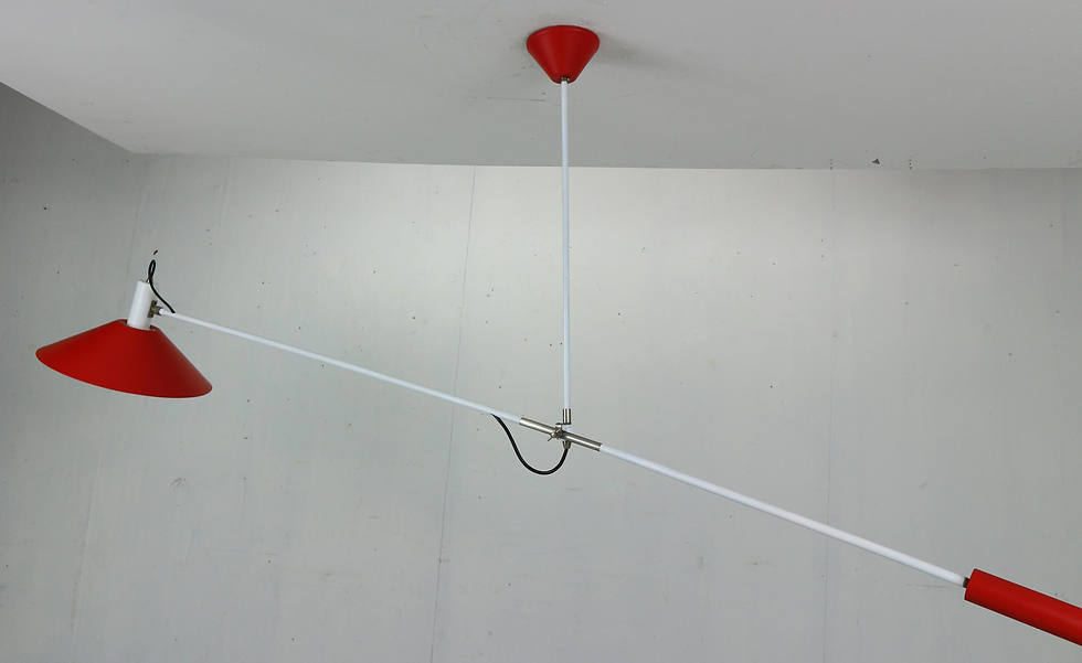 Thumbnail: J.J.J. Hoogervorst Red Counter Balance Ceiling Lamp by Anvia Holland, 1950