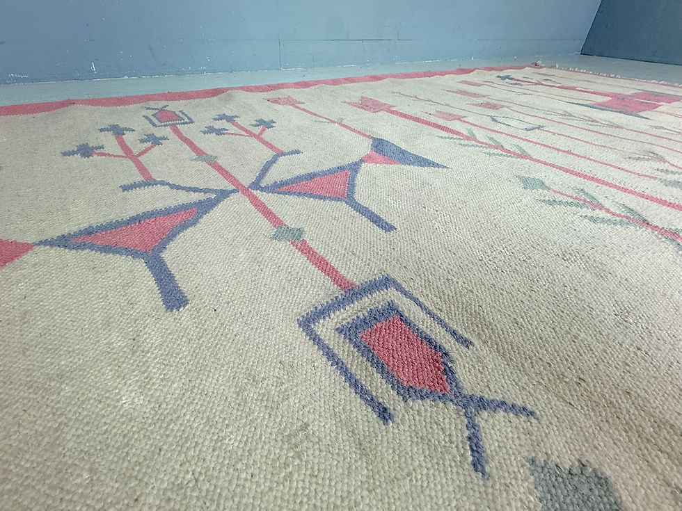 Thumbnail: Vintage Kilim Rug, Wool and Cotton, Folk Art Style, Poland, 1970s