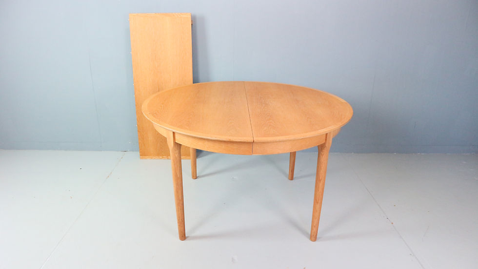 Thumbnail: Danish Oak Round Extendable Dining Table By Rosengaarden 1960 Denmark